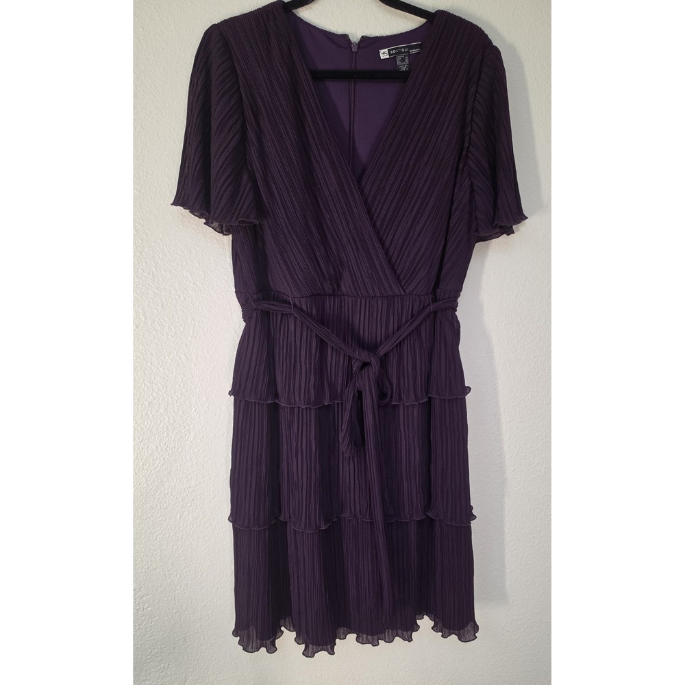 JS Boutique Purple Formal Dress Size 14W Short Sleeve V-Neck Gown Cocktail VTG